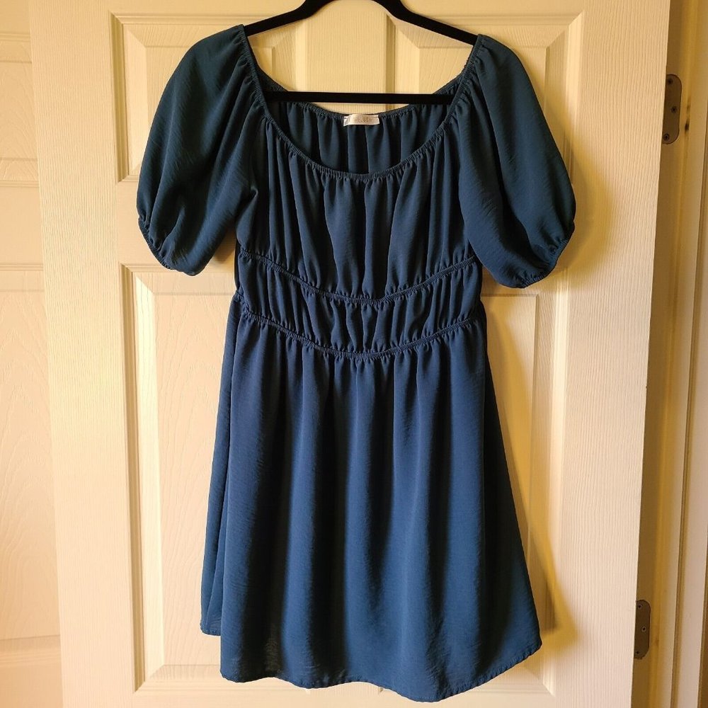 Lime Lush Blue Off Shoulder Mini Dress Size L